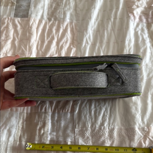 TEGU Gray and Green Felt bag with handle and zip - Picture 2 of 7